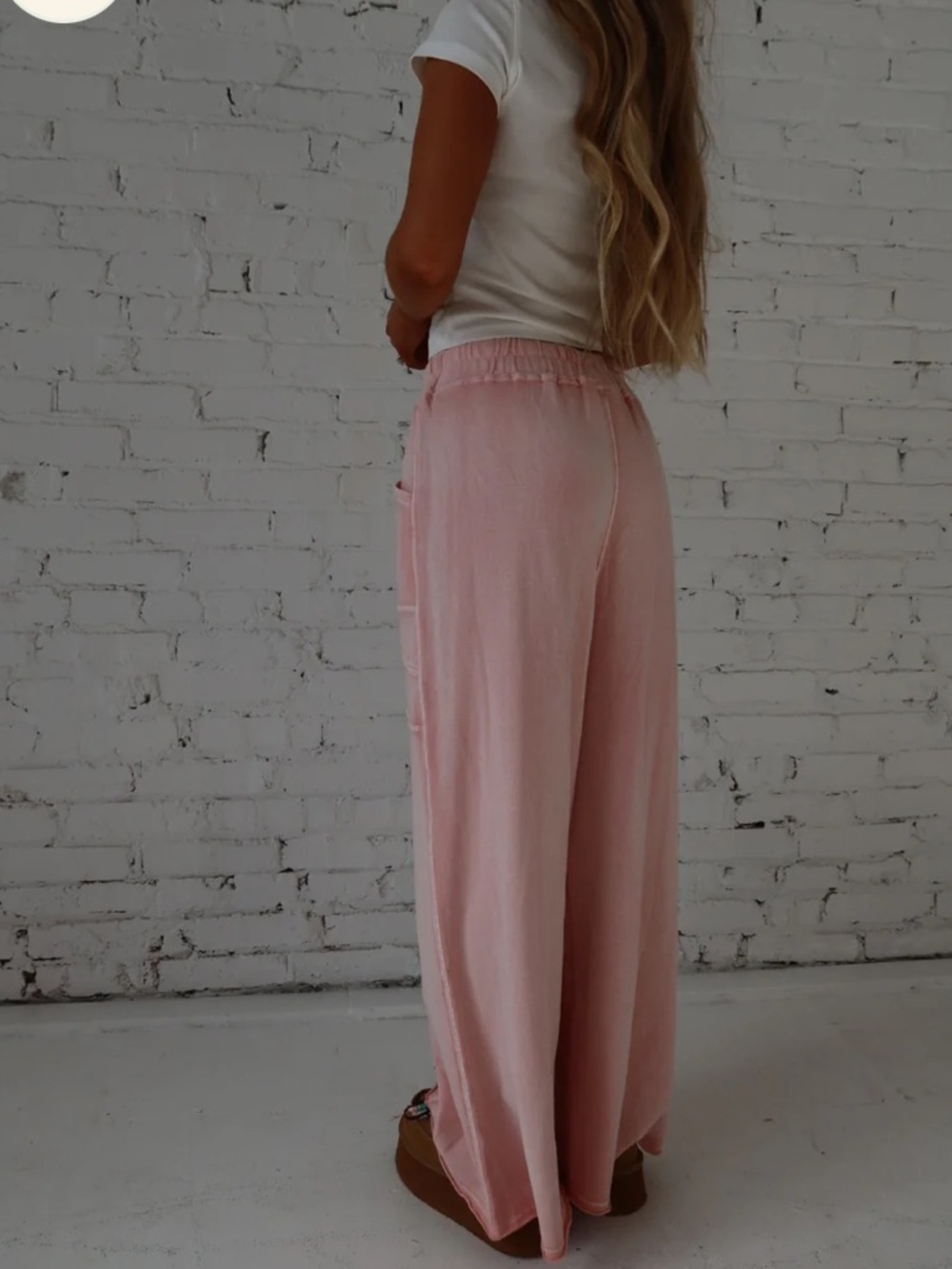 Mittoshop Wide-Leg Pink Drawstring Pants - Picture 2 of 4